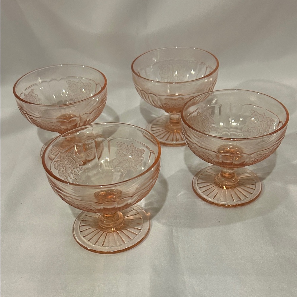 Vintage Mayfair Pink Footed Glass Sherbet Dishes